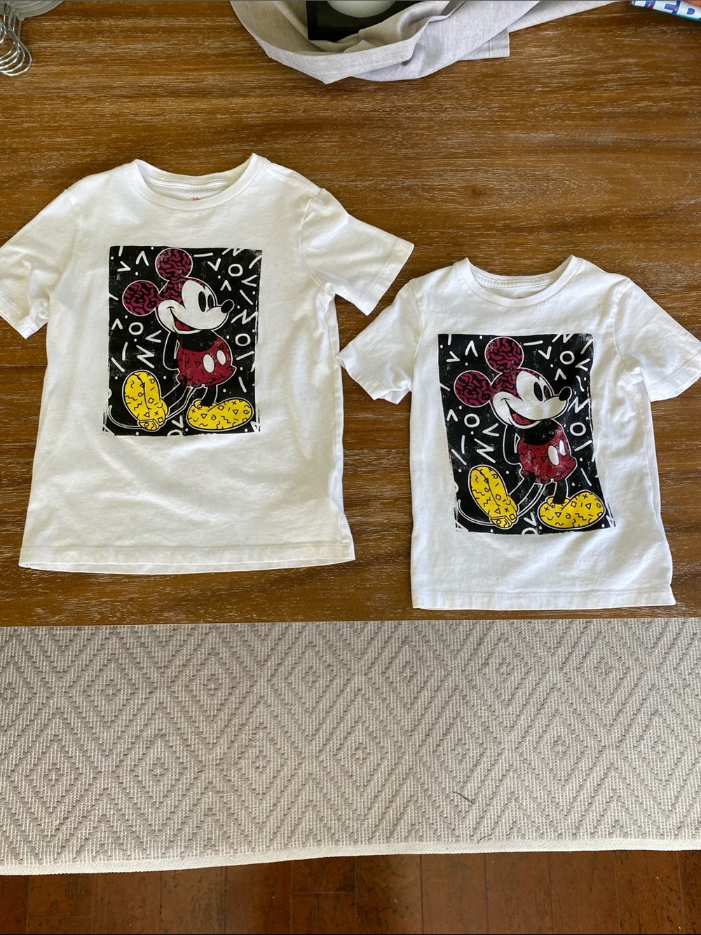 Set of Disney YS & 3T White Kids Mickey Graphic T-Shirts